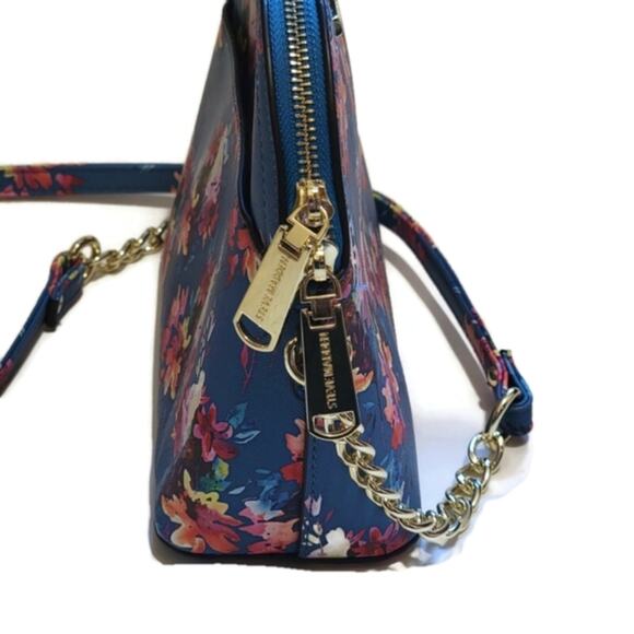 Steve Madden Floral Crossbody Purse Blue Gold Chain Chic Summer Vacation Bag - Picture 2 of 16